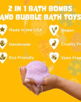 Easter Bath Bombs for Kids with Surprise Toys Inside (6 Pack) - Easter Basket Stuffers for Boys and Girls - Large Spring Bubble Bomb, Made in USA, Incredible Fragrances & Colors by Two Sisters