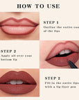 Longwear Liquid Lip Liner, Matte Lip Tint Stain Marker Pen, 2 in1 Liquid Lipstick & Lip Liner Pencil, Long Lasting Waterproof Lip gloss for Women, Fuller Lips Makeup (02+07)