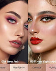 Kaely 2Pcs Cream Bronzer Highlighter Stick,Face Shaping Contouring Shades Makeup,01+03