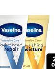 Vaseline Intensive Care Lotion Bundle – Advanced Repair Unscented Lotion & Nourishing Moisture Hand & Body Lotion for Extremely Dry Skin, 2 Oz Ea (2 Piece Set)