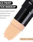 Go Ho Pastel Orange Face Body Paint Stick,Water Based Washable Foundation Eye Primer Stick,Non-toxic Full-coverage Cream Body Paint for Halloween SFX Makeup