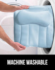 GORILLA GRIP Mesh Bath Pillow for Tub, 6 Powerful Suction Cups, Oversized Headrest with Breathable FlexComfort Technology for Neck, Head, Back Support, Luxury Machine Washable Bathtub Must Haves, Blue