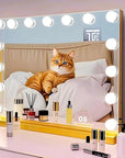 Vanity Mirror with Lights USB+Type-C Charging, 32WX24L Tabletop Hollyhood Makeup Mirror, Hollywood Lighted Mirror with 18 Dimmable LED Bulbs,3 Colors Modes,Touch Control, Gold