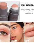Cream to Powder Blush Stick, High Impact Color, Moisturizing Face Makeup (02#, 1 Count (Pack of 1))
