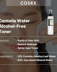 COSRX Alcohol-Free Cica Toner, 150ml / 5.07 fl.oz | Spray-type Korean Toner with Centella Asiatica for Hydrating & Soothing Redness | Korean Skin Care, Not Tested on Animals, Paraben Free