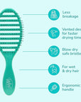 Wet Brush Speed Dry Hair Brush, Amazon Exclusive Aqua, Vented Design & Soft HeatFlex Bristles, Blow Dry Safe, Ergonomic Handle Manages Tangles & Uncontrollable Strands, Pain-Free Hair Accessories