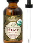 US Organic Hemp Seed Oil, Certified Organic, Pure & Natural, Cold Pressed Virgin, Unrefined, Amber Glass Bottle with Glass Eye Dropper for Easy Application (2 oz (56 ml))