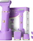 Bikini Trimmer 3 in 1 Electric Razor for Women - IPX7 Waterproof Wet & Dry Body Shaver, Pubic & Facial Hair Remover with Ceramic Blade, USB Rechargeable Dock & Gift Ready