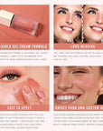 KIMUSE Soft Cream Blush Makeup, Liquid Blush for Dewy Finish