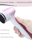 AprElm-E7 Rechargeable Electric Foot Callus Remover with 3-Sizes 120Pcs Sandpaper Discs, Professional 1000RPM 3-Speed Control Electric Foot File (Pink)