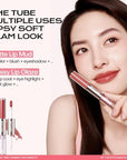 Mistine Lip Gloss Double Headed Lip Glaze Color Holding Lip Jelly Hydrating Gloss Moisturizing Balms Sheer Tint, Shine Glowy Matte Finish 0.05fl oz+0.05 fl oz D02