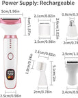 Electric Razors for Women, Bikini Trimmer for Women 5 in 1 Body Shaver for Nose Hair Face Eyebrow Arms Legs Armpit Underarm Pubic Area, Replaceable Lady Facial Razor Painless USB Charge Female Gift