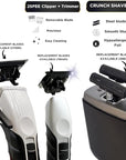 Supreme Trimmer 3-in-1 Barber Bundle | 2Spee Clipper, 2Spee Trimmer & Crunch Foil Shaver | Professional Beard Trimmer Men’s Hair Clipper Kit | White