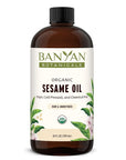 Banyan Botanicals Sesame Oil – Organic & Unrefined Sesame Oil for Skin, Body, Hair & More – Multiple Sizes – 24 oz – Non GMO Sustainably Sourced Vegan
