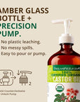 RejuveNaturals Castor Oil (16oz Glass Bottle) USDA Certified Organic, 100% Pure, Cold Pressed, Hexane Free. Boost Hair Growth for Thicker, Fuller Hair, Lashes & Eyebrows.