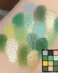 evpct 16 Colors Green Glitter Eye shadow Palette Makeup Waterproof Dark Light Green Yellow orange Brown Shimmer Highly Pigmented Pressed Sparkly Shiny Eyeshadow Palette paletas de sombras para de ojos
