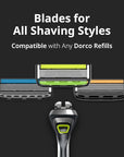 Dorco Pace 5 Pro Razors- Shaving System For Men with Trimmer - 1 Handle + 9 Cartridge Set