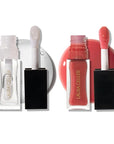 LAURA GELLER NEW YORK Fine Shine Glossy Lip Oil Duo, Rose Garden + Glass Half Full - Clear Pink Lip Gloss with Hydrating Squalane