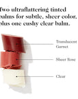 goop Beauty Lip Balm Trio | Clean Moisturizer for Chapped, Cracked & Dry Lips | Clear, Garnet, & Rose | Tinted for Sheer Color | Petroleum Free | 0.16 fl oz Each