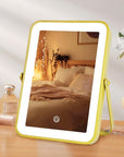 Gold Rechargeable Makeup Mirror with Lights, LED Vanity Mirror, 3 Color Modes, Portable Desktop Mirror, Adjustable Brightness, Ideal for Dorm and Home Use
