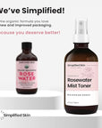 Rose Water Spray for Face & Hair (2-Pack) - Organic USDA Certified Rosewater Facial Toner - Alcohol-Free Makeup Setting Hydrating Face Mist - Anti-Aging Toner Spray