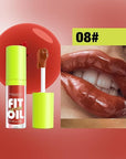 8 Colors Lip Oil Lip Glaze, Hydrating Lip Glow Oil Big Brush Head Shiny Moisturizing Lip Gloss, Long Lasting Non-sticky Fresh Transparent Tinted Plumping Lip Oil (# 08)