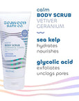 Seaweed Bath Co. Calm Body Scrub, Vetiver Geranium Scent, 6 Ounce, Sustainably Harvested Seaweed, Sea Kelp, Glycolic Acid