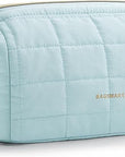 BAGSMART Makeup Bag Travel Toiletry Bag, Puffy Padded Make Up Bags for Women Makeup Organizer Case, Wide-open Pouch Purse Travel Essentials Toiletries Accessories Brushes, Light Blue
