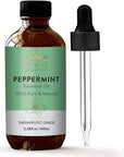 Peppermint Oil | 100% Pure and Undiluted | Therapeutic Grade Aromatherapy Essential Oil Peppermint | for Hair Skin & Diffuser | 3.38 fl. Oz