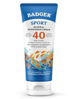 Badger Reef Safe Sunscreen, Unscented SPF 40 Sport Mineral Sunscreen, 98% Organic, Water Resistant Zinc, Approved for Hawaii & Mexico Reefs, 2.9 fl oz