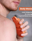 Silicone Body Scrubber Silver-Infused Dual-Sided 3-in-1 for Shower, Body Cleaning+Massage+Exfoliator Body Brush Buffer for Men and Women, Silicone Loofah, Non-Slip Handle (Orange)