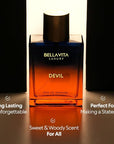 BELLAVITA Luxury DEVIL Unisex Perfume for Women and Men | Long Lasting Perfume for Men and Women | Cotton Candy, Musk and Cedar | Spicy French Fragrance Unisex Parfum