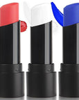 MEICOLY 3Pcs Red White and Blue Face Body Paint Stick,Face Paint for Joker Makeup,Face Painting for Halloween SFX Clown Devil Spiderman Cosplay,Red White and Blue Eye Black,4th of July Accessories