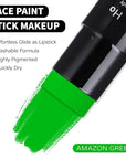 Go Ho Amazon Green Face Paint Stick,Water Based Washable Face Paint Makeup Stick,Non-toxic Full-coverage Cream Body Paint for Adults Children Halloween Cosplay SFX Hulk Gamora Makeup