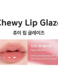 Chewy Lip Glaze, High Shine Lip Gloss, Korean Beauty (GZ01 Peach Blossom, 3.5 grams)