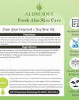 Aloderma Organic Aloe Vera Gel for Skin + Tea Tree Oil, Made within 12 Hours of Harvest, Soothing Pure Aloe Vera Gel for Face, Works Great for Oily Skin, Scalp, Aftershave, Natural Aloe - 10.6 Oz