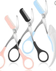 3 PCS Eyebrow Scissors with Comb for Women, Eyebrow Trimmer Scissors Stainless Steel Curved Eyebrow Razor Non Slip Finger Grips Face Hair Removal Tool Beauty Accessories for Men and Women