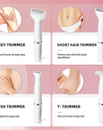 7 in 1 Facial Hair Removal and Bikini Hair Trimmer for Women Painless Electric Face Shaver Nose Eyebrow pubic Trimmer Replaceable Razors Waterproof Electric Shaver Women's Grooming Kit
