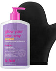 b.tan Insanely Dark Clear Self Tanning Gel with Mitt Kit | Glow Your Own Way Next Level Bundle - Quick Express Tanner for Face and Body with Applicator, Transfer-Proof, No Fake Tan Smell, 16 Fl Oz