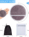 SUNLAND Reusable Makeup Remover Pads for Face,Eye,Lips 16 Pack Microfiber Face Cleansing Gloves Washable with Laundry Bag and Travel Bag Rounds Toner Pads (Round 3.15inchx16, dpurple)