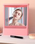 Non-Reversing Mirror, True Image Reflection, Precision True Images Real Reflection, Precision Glass Viewing Angle, Makeup Vanity Non-Magnifying Tabletop Beauty Mirror (Pink, Small)