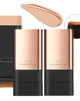 2 In 1 Anti Wrinkle Foundation Stick, Korea Flawless Eraser Foundation Stick- Hydrating Lightweight, Double Head Foundation Make Up Stick with Brush,Multi-Use Face Makeup Contour Stick (Natural,2pcs)