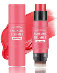 Cream Blush Stick,Blush Stick for Cheeks with Contour Rose Pink)