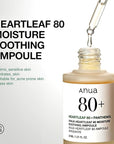 Anua Heartleaf 80 Soothing Ampoule, Hydration Facial Serum for Glass Skin, Panthenol, Hyaluronic Acid, Non-Greasy, Gentle Formula, Lightweight Essence, Vegan, Korean Skin Care, 30ml/1.01 fl.oz
