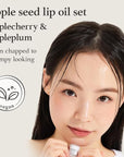 NOONI Korean Hydrating Lip Oil Set - Applecherry & Appleplum | Long-Lasting, Moisturizing, Plumping, Revitalizing for Dry Lips, Waterproof, No Peel Off, 0.12 FL Oz x 2ea