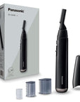 Panasonic Facial Hair Trimmer for Sensitive Skin, Unisex Detailer with Flexible Head, Gentle on Acne, Includes 2 Eyebrow Attachments, Wet/Dry - ER-GM40-K (Black)