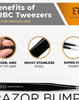 Tweezers For Ingrown Hair By The Razor Bump Co. | Sharp, Stainless Steel, Surgical | Professional Tweezers For Women and Men | Precision Splinter Remover | Best Facial Hair and Eyebrow Trimmer | Black