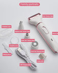 Bikini Trimmer for Women, Electric Razor Hair Shaver for Face Nose Eyebrow Beard Mustache Arm Leg Armpit Bikini, Replaceable Lady Facial Razor, Painless Rechargeable 4 in 1 Women Body Shaver for Trip