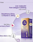 BB LAB Low Molecular Collagen 5000, Powder Type Korean Marine Collagen, Fish Collagen Peptides, Hyaluronic Acid, Elastin, Glutachione, Vitamin C, Fast Absorb, Mix Berry Flavor