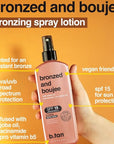 b.tan SPF 15 Sun Tanning Lotion Spray | Bronzed and Boujee - Outdoor Bronzing Spray Lotion, Packed with Jojoba Oil, Niacinamide, & Pro Vitamin B5, Vegan Friendly, Austrailian Brand, 8.45 Fl Oz